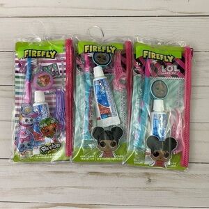 Firefly Toothbrush Dental Travel Kits LOL Surprise Shopkins 3PK Ages 3+